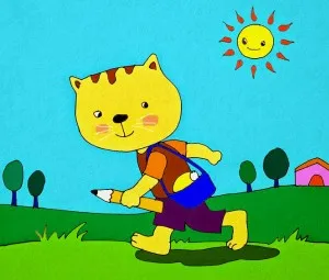 Mèo con đi học